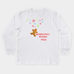 Cute Gingerbread Running Kids Long Sleeve T-Shirt